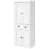 HOMCOM 72" White Kitchen Pantry Cabinet Freestanding Storage with Shelves