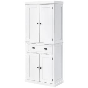 HOMCOM 72" White Kitchen Pantry Cabinet Freestanding Storage with Shelves