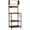 HOMCOM Baker's Rack with Power Outlet, USB Charging, Microwave Stand, Coffee Bar & Adjustable Shelves