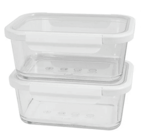 Better Homes & Gardens 4Cup Rectangle Glass Food Storage Container with Tritan Lid. Set of 2, 4 Pieces