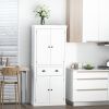 HOMCOM 72" White Kitchen Pantry Cabinet Freestanding Storage with Shelves