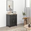 HOMCOM Sideboard Buffet Cabinet Black Kitchen Coffee Bar Storage with Solid Wood Top Adjustable Shelf 2 Drawers for Living Room