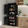 HOMCOM 72" Freestanding Kitchen Pantry Cabinet, Black, Ample Storage Space, Elegant Design