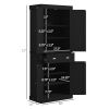 HOMCOM 72" Freestanding Kitchen Pantry Cabinet, Black, Ample Storage Space, Elegant Design