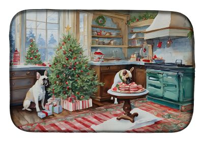 French Bulldog Christmas Cookies Dish Drying Mat Absorbent Dish Drying Mat Pad for Kitchen Counter Dish Drainer Mat for Countertop, 14 x 21" (Default: Default)