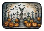 Pet Cemetery Spooky Halloween Dish Drying Mat Absorbent Dish Drying Mat Pad for Kitchen Counter Dish Drainer Mat for Countertop, 14 x 21", Multicolor