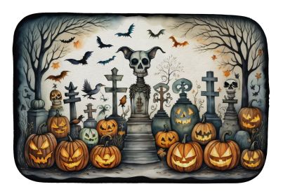 Pet Cemetery Spooky Halloween Dish Drying Mat Absorbent Dish Drying Mat Pad for Kitchen Counter Dish Drainer Mat for Countertop, 14 x 21", Multicolor (Default: Default)