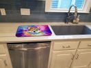 Corgi Hippie Dawg Dish Drying Mat Absorbent Dish Drying Mat Pad for Kitchen Counter Dish Drainer Mat for Countertop, 14 x 21", Multicolor